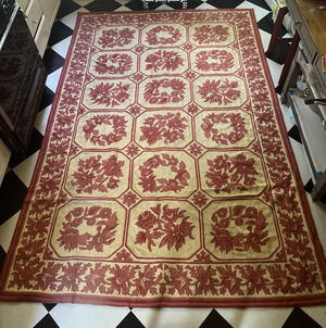 PIERRE DEUX FRENCH COUNTRY 100% WOOL EMBROIDERY CHAIN STITCH RUG, 6' by 9"